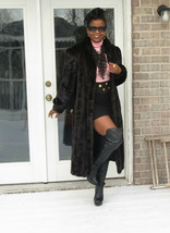 Swing Designer Antonovich Black brown Full Length mink fur coat jacket S... - $1,682.99