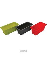 Starfrit Set of 3, Silicone Mini Loaf Pans, Green/Red/Gray - $23.42 CAD