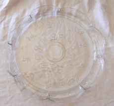 Vintage Glass Cookie Vegetable Tray w/Floral Design Scalloped Rim - $32.07