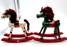 Vintage   Wooden Rocking Horses Christmas Decor (Lot Of 2) - $14.00