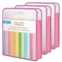 Scrapbook Paper Storage Organizer, Pink Expanding Paper Folio For 12 X 12 Sheets - £30.37 GBP