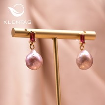 XlentAg Minimalist Natural Light Purple  Drop Earrings Red Stone Glass Women Stu - £18.42 GBP