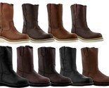 Mens Smooth Genuine Leather Work Boots Oil Resistant Wedge Sole Soft Toe - $59.99