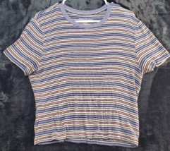 American Eagle Outfitters Cropped Top Womens Large Multi Striped Knit Round Neck - £10.95 GBP