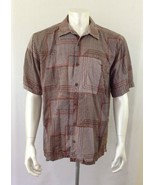 Tommy Bahama Men&#39;s Large Gray Geometric 100% Silk Button Up Short Sleeve... - $14.74