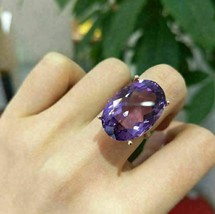 4 Ct Oval Cut Amethyst Pretty Solitaire Engagement Ring 14K Rose Gold Finish - £81.95 GBP