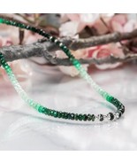 Exclusive Rare Shaded Emerald Necklace Faceted Rondelle Beads Healing Bi... - $107.51+