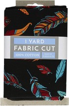 1 Yard Piece - Feathers on Black Southwestern Cotton Fabric Precut M208.52 - $111.53 MXN
