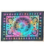 Wall hanging Wall tapestry Sun Moon Star mandala cotton batik art size 2... - $16.82