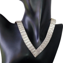 Chevron Necklace Sterling Silver Vintage 925 Mexican chain Textured V-shape Gift - $297.00