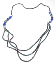 Chico&#39;s Multi-Tone Blue Long Beaded Necklace - $208.28 MXN
