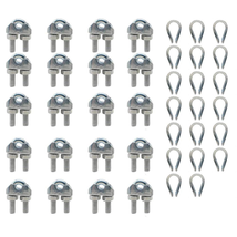 3/16” M5 Stainless Steel Wire Rope Cable Clip Clamp Wire Rope 20 Pack NEW - £30.02 GBP