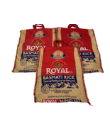 Royal Basmati Rice Burlap Tote Bags Set Lot 3 Zip Top Vintage Handle 25 ... - $37.04