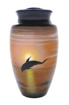 Large/Adult 200 Cubic Inch Aluminum Dolphins in Flight Cremation Urn for Ashes - £162.38 GBP