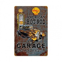 American Hot Rod Garage Shell Metal Sign - £27.45 GBP