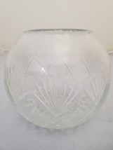Vintage Etched Cut Crystal Glass Votive Candle Holder Vase Bowl - £5.47 GBP
