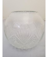 Vintage Etched Cut Crystal Glass Votive Candle Holder Vase Bowl - £5.42 GBP