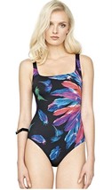 Nwt Gottex square neck colorful one piece swimsuit sz 6 $158 feathers - £60.74 GBP