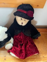 Russ Tan Plush Teddy Bear MARISKA in Red Velvet Dress &amp; Black Shawl w Baby Teddy - £11.90 GBP