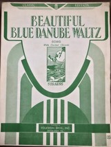 WWII-1943 Vintage Sheet Music-BEAUTIFUL Blue Danube WALTZ-by Strauss-Guitar-VTG - $14.44