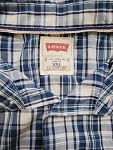 Levis Pearl Snap Western Men&#39;s Shirt  XXL 2XL Blue Plaid Long Sleeve White Tab - £14.78 GBP