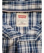 Levis Pearl Snap Western Men&#39;s Shirt  XXL 2XL Blue Plaid Long Sleeve Whi... - £13.02 GBP