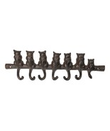 Cast Iron Rustic Abstract Feline Cats With Playful Tails 7 Pegs Wall Hoo... - $28.92 CAD