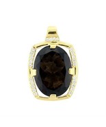 Gold Plated .925 Sterling Silver Brown and Clear CZ Pendant - No Chain - £28.69 GBP
