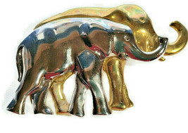 Liz Claiborne Fashion Brooch Pin Elephant Family Gold &amp; Silver Tone 3&quot; - £19.86 GBP
