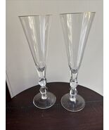 Pair Of MOSER Crystal Cut Stem OPHELIA Champagne Flutes Glasses 9.5” Czech - $70.00