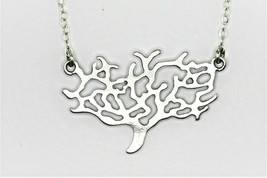 Polished Tree Pendant with Chain REAL SOLID .925 Sterling Silver 2.1 g - £19.67 GBP