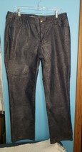 Chico&#39;s Platinum Jeans Denim Women&#39;s Sz L 2  Blue Gray Snakeskin Print A... - $26.95