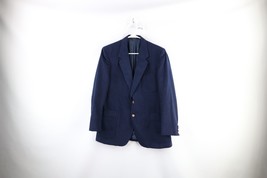 Vtg 70s Streetwear Mens 42R Velvet Velour 2 Button Suit Jacket Sport Coat Blue - £101.19 GBP