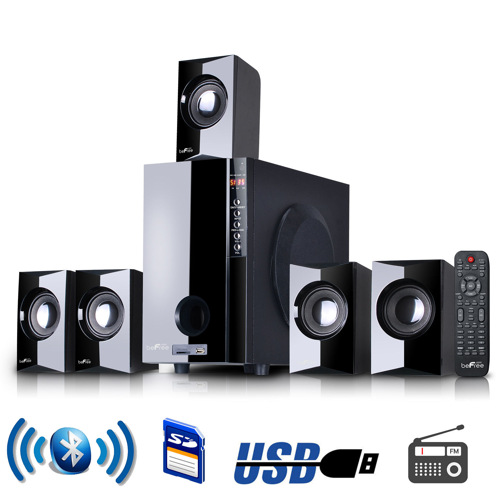 New Befree 5.1 Channel Surround Sound Bluetooth Speaker Home Theater System Fast