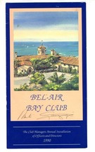Bel Air Bay Club Menu Pacific Coast Highway Pacific Palisades California... - £24.79 GBP