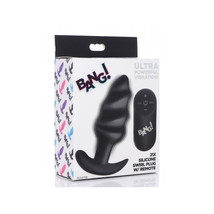 Bang! 21X Vibrating Silicone Swirl Butt Plug W/ Remote Control Black - £44.07 GBP