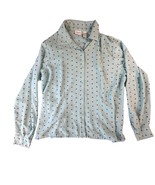 Covington Women&#39;s XL Light Blue with Brown Polka Dots Button Up Blouse - £12.62 GBP