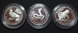 RUSSIA 3 X 1 RUBLE 1994 SILVER PROOF IN CAPSULE RED BOOK RARE COINS - £210.24 GBP