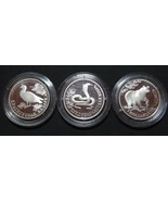 RUSSIA 3 X 1 RUBLE 1994 SILVER PROOF IN CAPSULE RED BOOK RARE COINS - £210.22 GBP