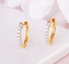 18K Gold Glowing Sphere Diamond Hoop Earrings | Stunning Sparkle for Every Occas - £218.96 GBP