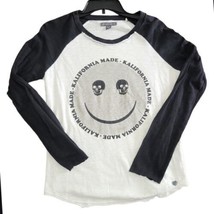 Kendall Kylie Women&#39;s Small Shirt Kalifornia Made Black White Skull Smiley Face - £14.76 GBP