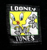 Vintage Tweety Bird Black Denim Jacket Vest Child&#39;s Looney Tunes Daisy’s 90&#39;s - £10.66 GBP