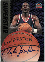 Clyde Drexler signed 1997-98 Score Board Gold Superstar Auto Card (Trail Blazers - £43.91 GBP