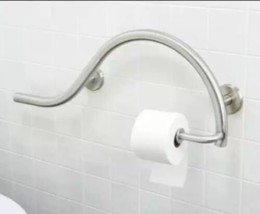 Pismo Curved Shower Grab Bar with Toilet Paper Holder Bar Left-Handed in... - $49.49