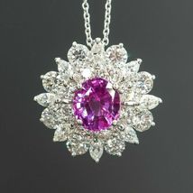 1.80 Ct Round Simulated Pink Sapphire Diamond Pendant 925 Silver Gold Plated  - £111.73 GBP