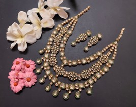 VeroniQ Trends-Maharani Necklace Polki Kundan Handmade Long Necklace - £388.35 GBP