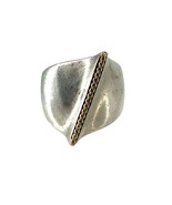 Vintage Sterling Silver Signed 14K Gold Modernist Abstract Rope Accent R... - $128.99 CAD