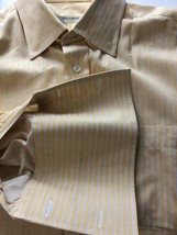 Burberry London Men Shirt French Cuff Made In USA Yellow Striped 16 R Large L - £23.71 GBP