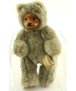 Hand Crafted Wood Art Toy Robert Raikes Bear COOKIE 660330 Gray Tan Fur ... - £14.54 GBP