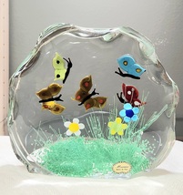 Hand Made Murano Art Glass Butterfly Terrarium Sculpture - £240.54 GBP